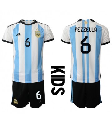 Maillot de foot Argentine German Pezzella #6 Domicile enfant Monde 2022 Manches Courte (+ pantalon court)